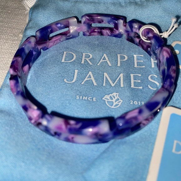 NWT Draper James Chainlink Bracelet & Hoop Earrings matching set purple tortoise - Picture 2 of 12
